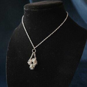Fairy heart-shaped clear crystal silver medieval chainmaille dainty necklace